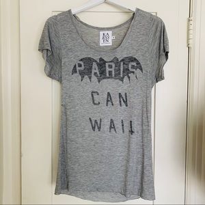 Zoe Karssen “Paris Can Wait” Gray Tee, Size S